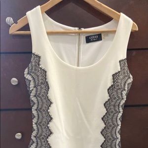 Guess white and black short dress with lace